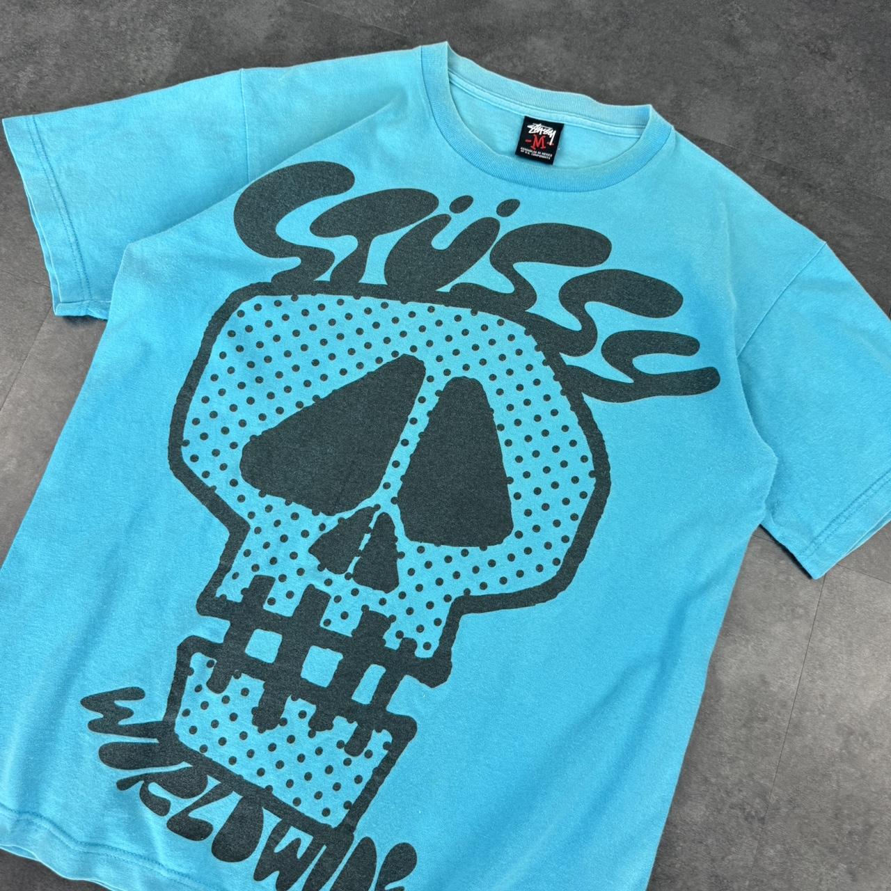 Stussy worldwide 2000s skull print Logo design graphic T shirt