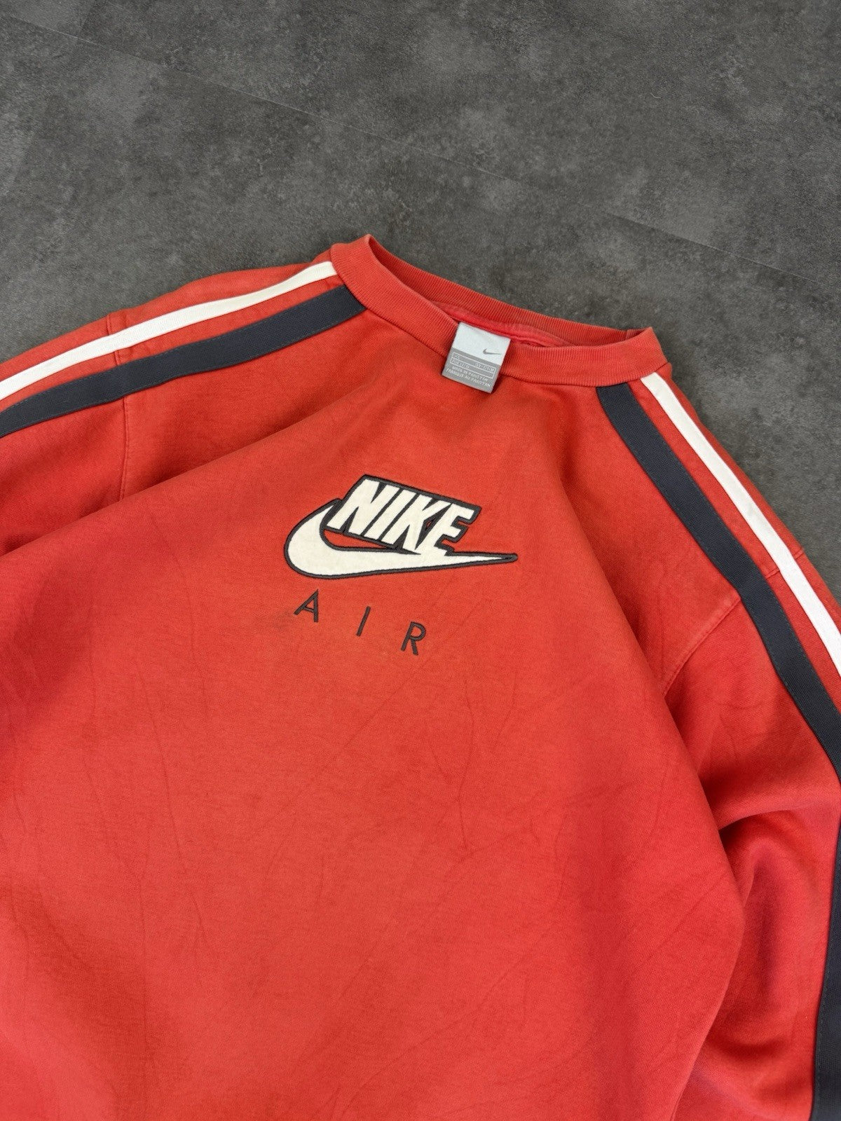 Nike Air Vintage Sweatshirt Red Centre Swoosh Retro 90s Pullover Men's M