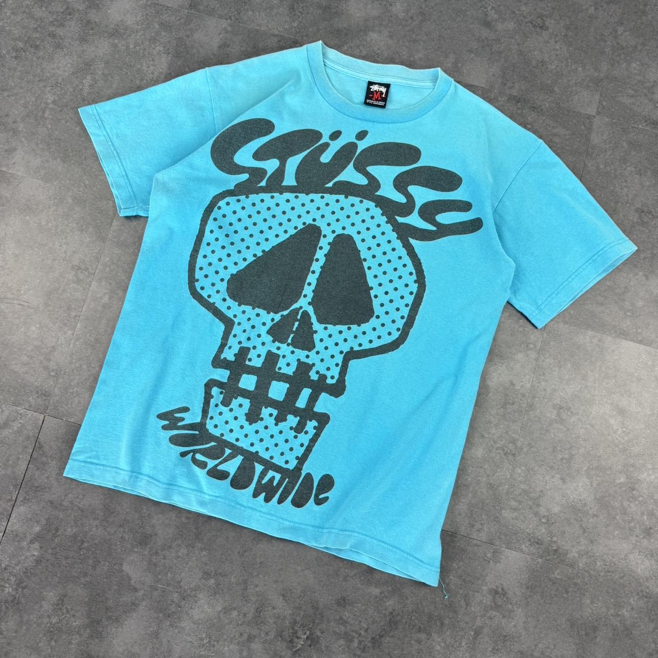 Stussy worldwide 2000s skull print Logo design graphic T shirt