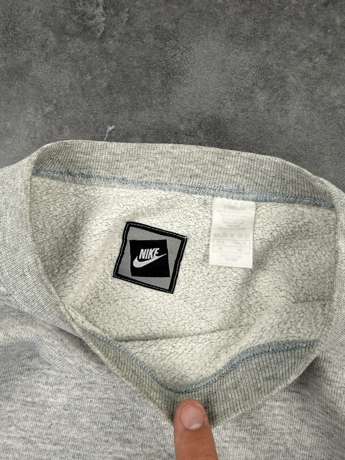 Vintage Nike Sweatshirt Embroidered Logo Grey Tab Y2k 90s Size M
