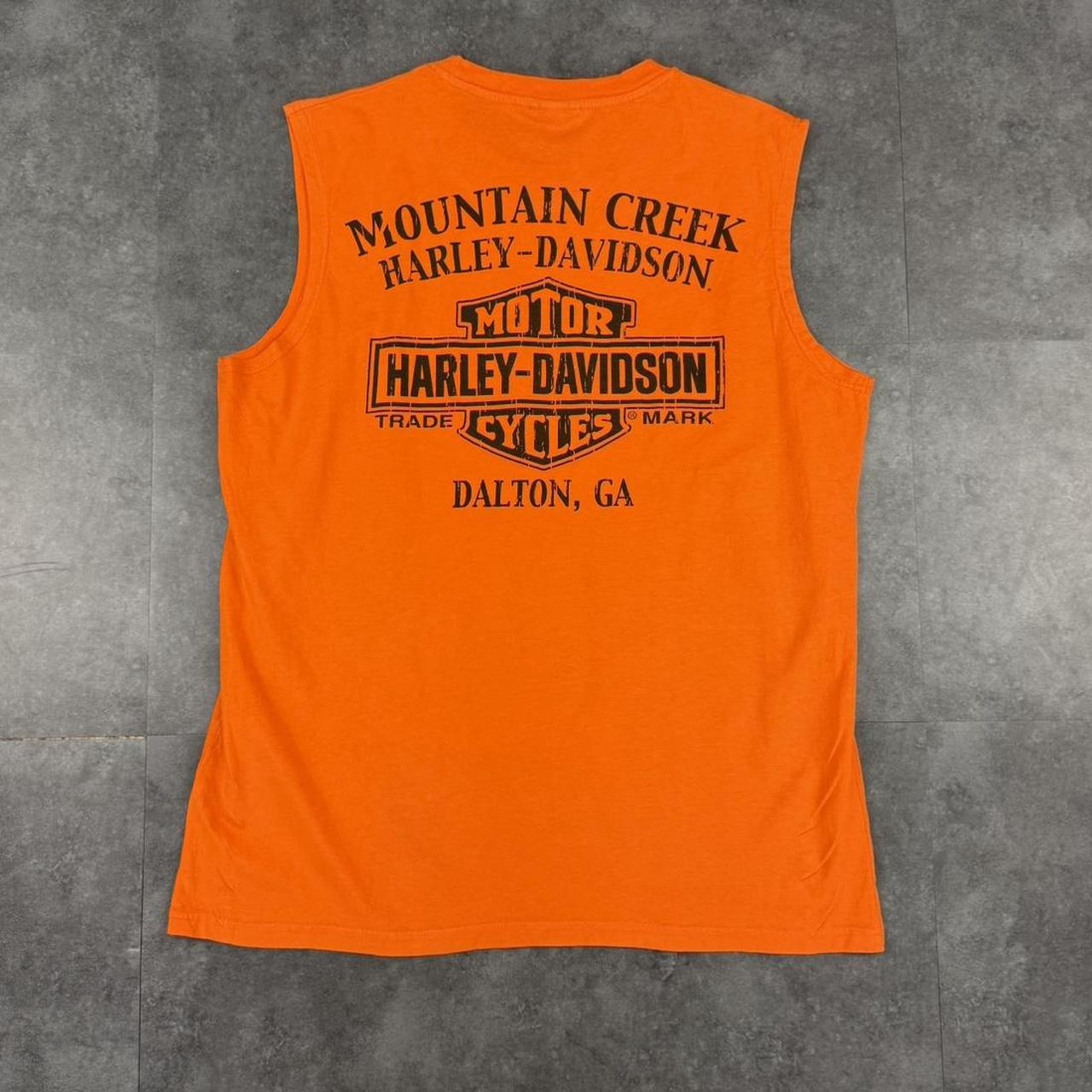 Harley Davidson 2000s biker motorcycle logo Spellout graphic sleeveless vest T shirt
