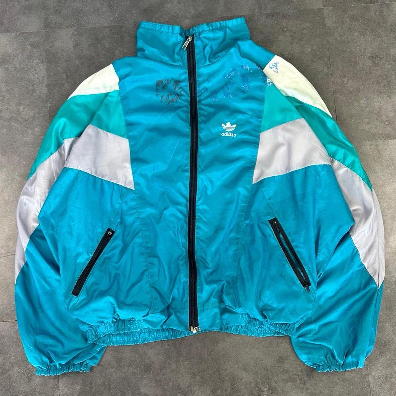 Adidas Vintage 90s button up waterproof cropped Jacket / windbreaker