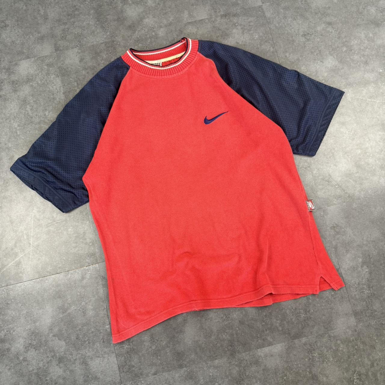 Nike vintage 90s basketball style mesh sleeve embroidered T shirt