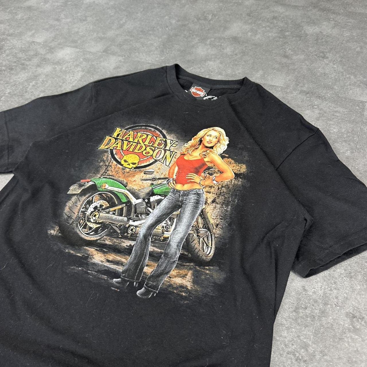 Harley Davidson 2000s biker motorcycle logo Spellout graphic T shirt