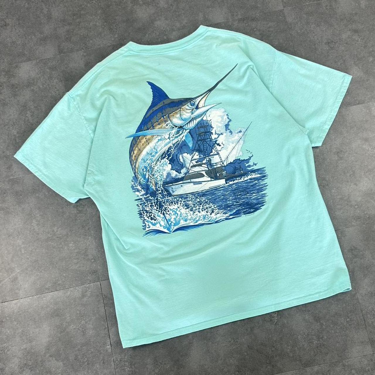 Guy Harvey T 2000s Print Logo Fishing swordfish design graphic T shirt