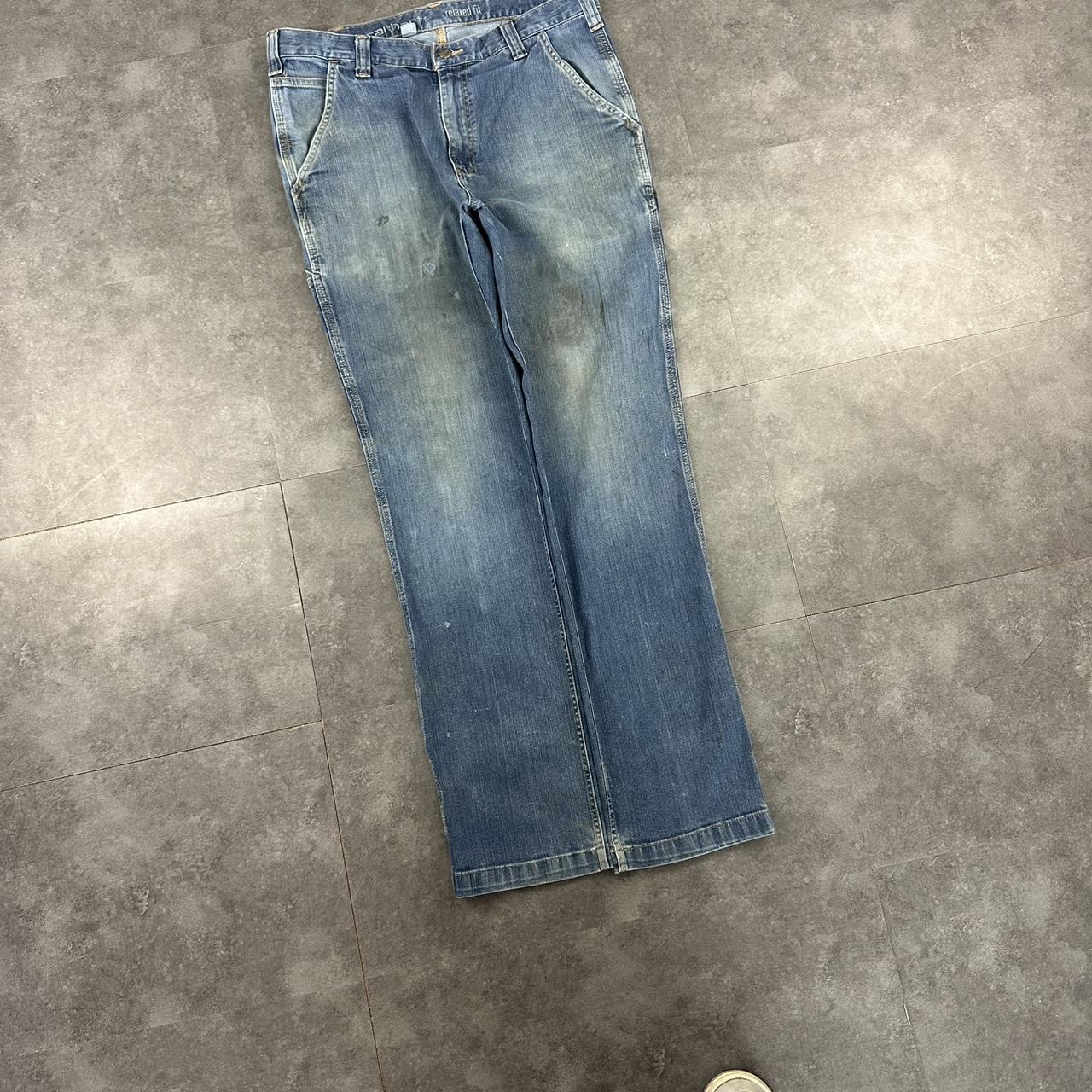 Carhartt 2000s dungaree workwear comfort fit denim cargo trousers