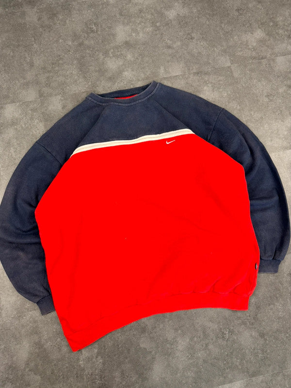 Nike Vintage 90s Sweatshirt Red/Navy Embroidered y2k style Mini Logo