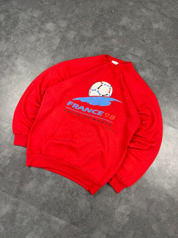 Rare Vintage France 98 World Cup Football Print Sweatshirt