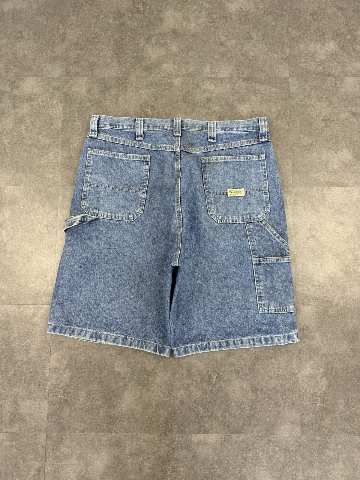 Wrangler Dungaree Vintage Baggy Carpenter 90s Y2K Denim Jorts Shorts Workwear 36