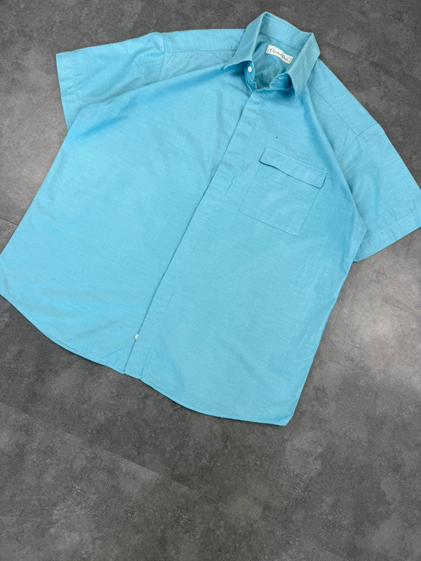 Christian Dior 90s Vintage Short Sleeve Shirt Light Blue