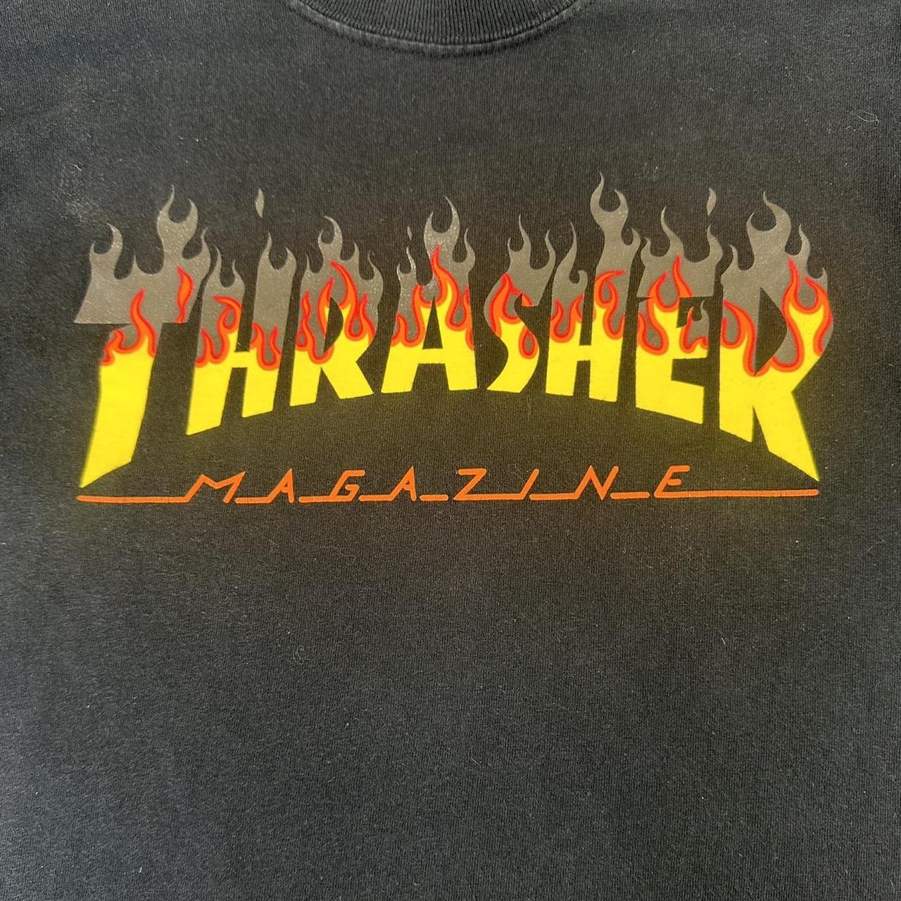 Thrasher T 2000s Print Flaming Logo design graphic T shirt