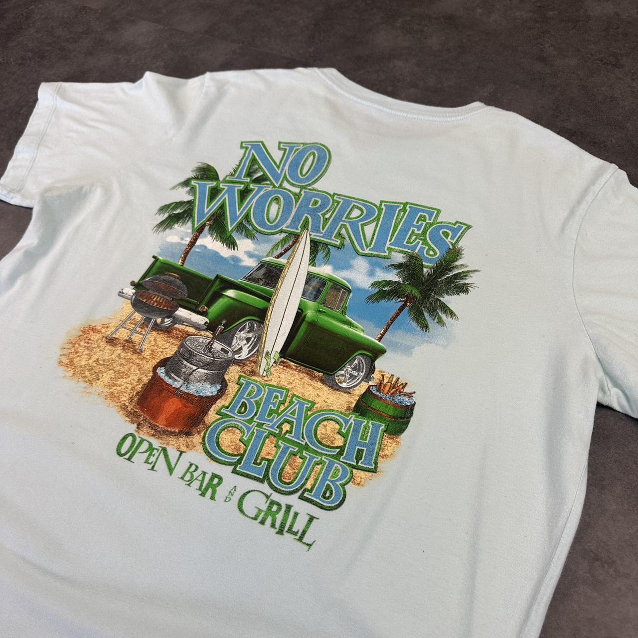 No Worries T 2000s Print Pale blue Beach Club Logo graphic T shirt