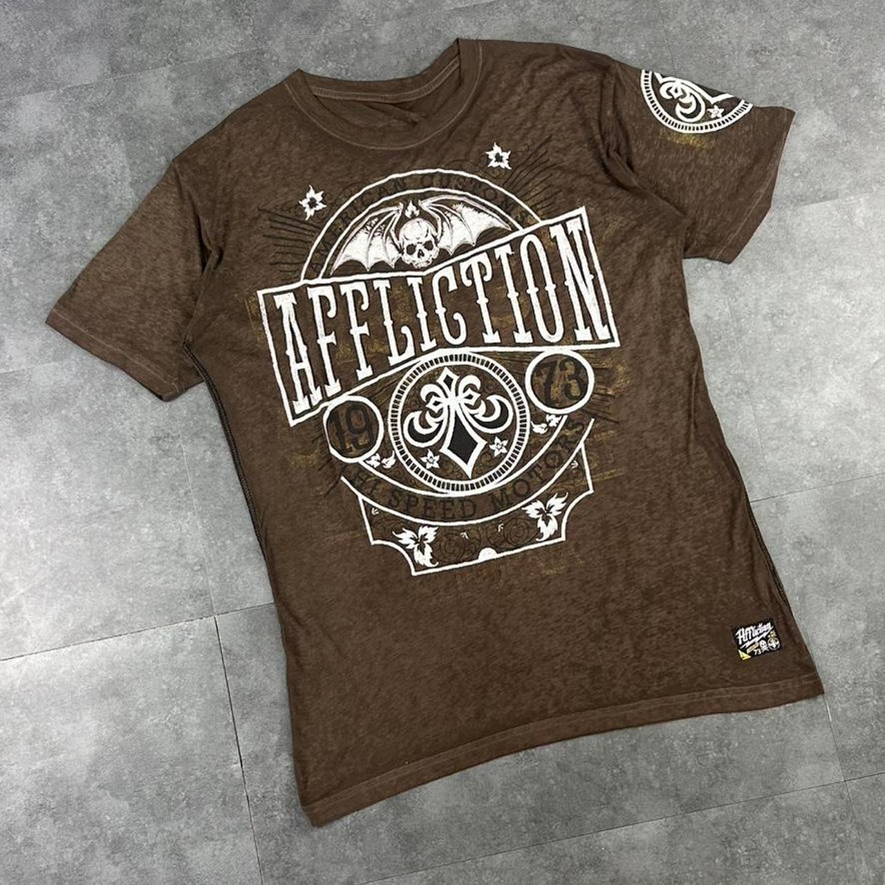 Affliction T 2000s Print Hi Speed Motors Tribal logo graphic T shirt