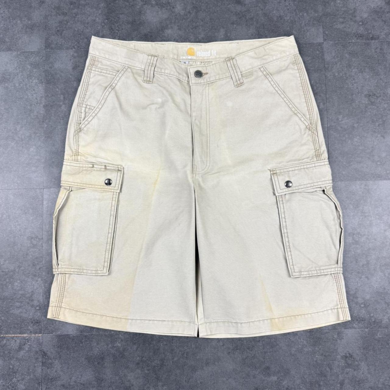 Carhartt 2000s carpenter Bermuda check dungaree workwear comfort fit cargo shorts