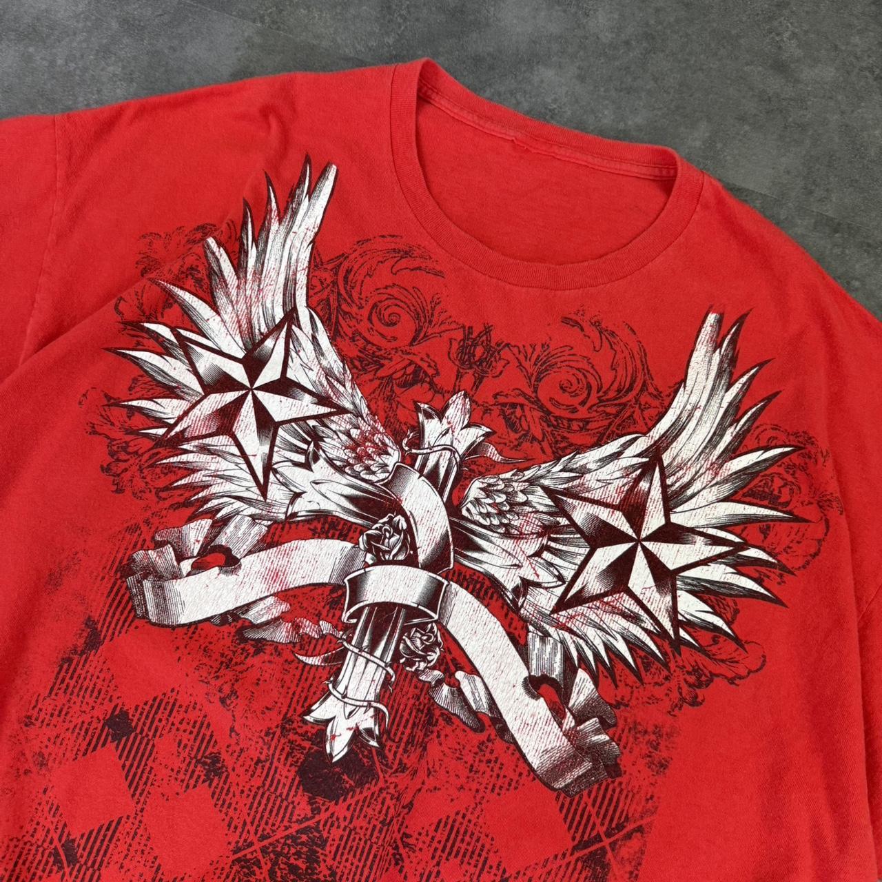 Affliction style 2000s grunge gothic Print Logo graphic T shirt