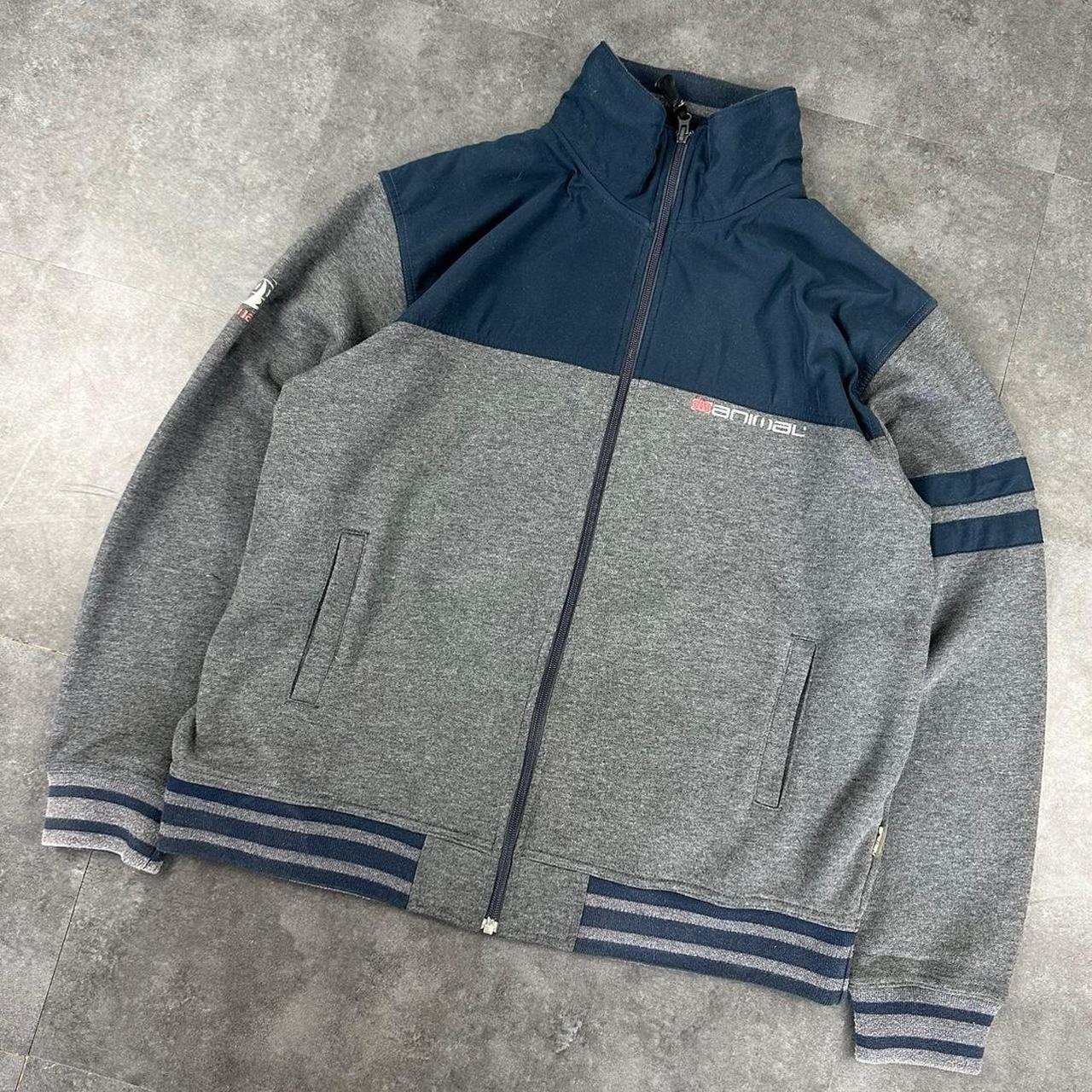 Animal 2000s vintage Spellout embroidered full zip up Sweatshirt