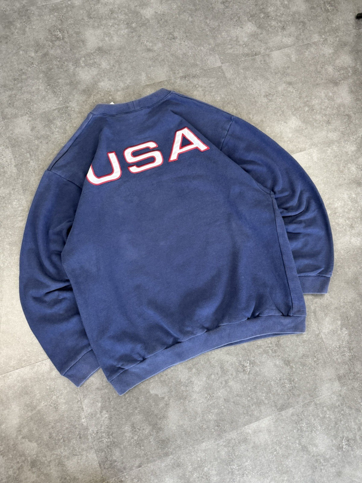 Vintage Nike USA Flag Sweatshirt Men's Medium White Tag Olympics Embroidered 90s