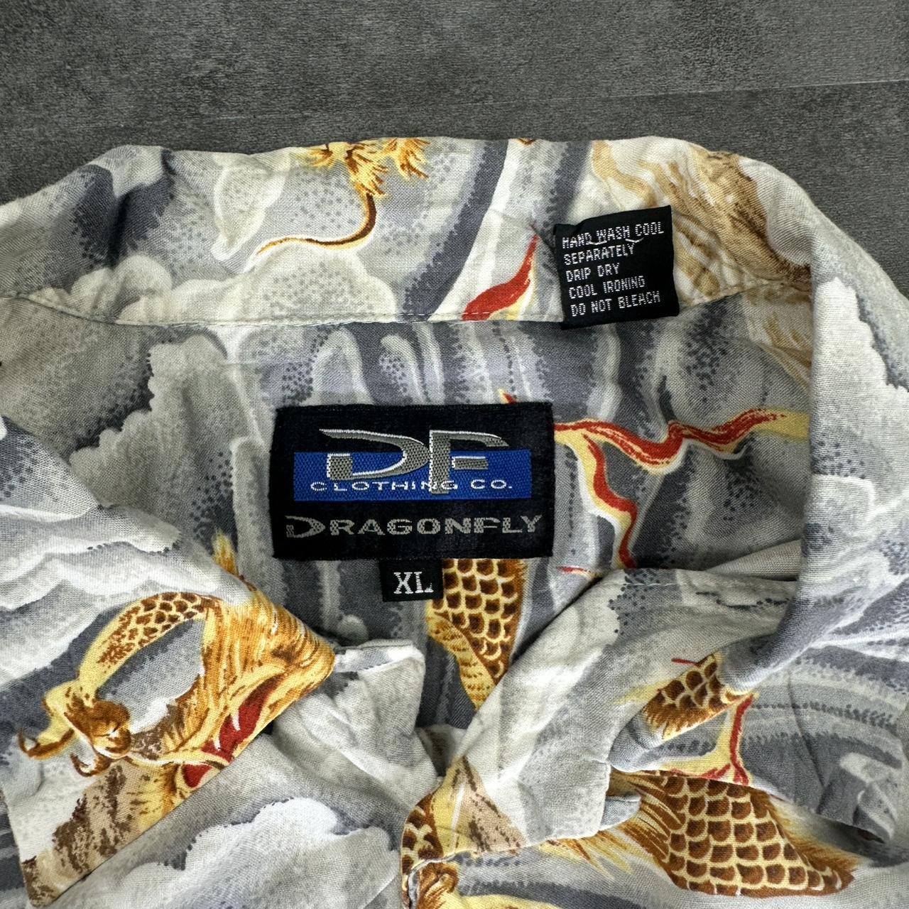 Dragonfly 2000s vintage 90s Y2K lightweight Summer racing button down bowling Shirt