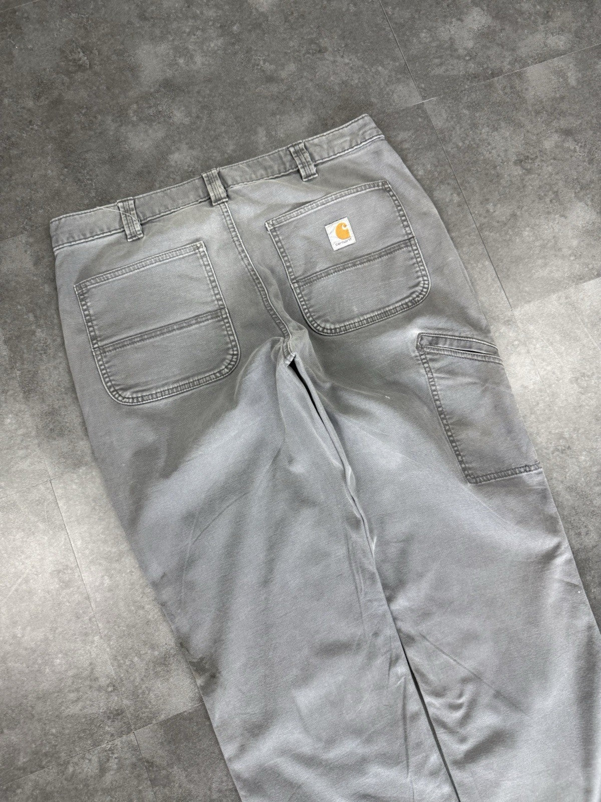 Vintage Carhartt Workwear Trousers Y2k 90s Cargo Pant Size 35w 30L Grey Mens