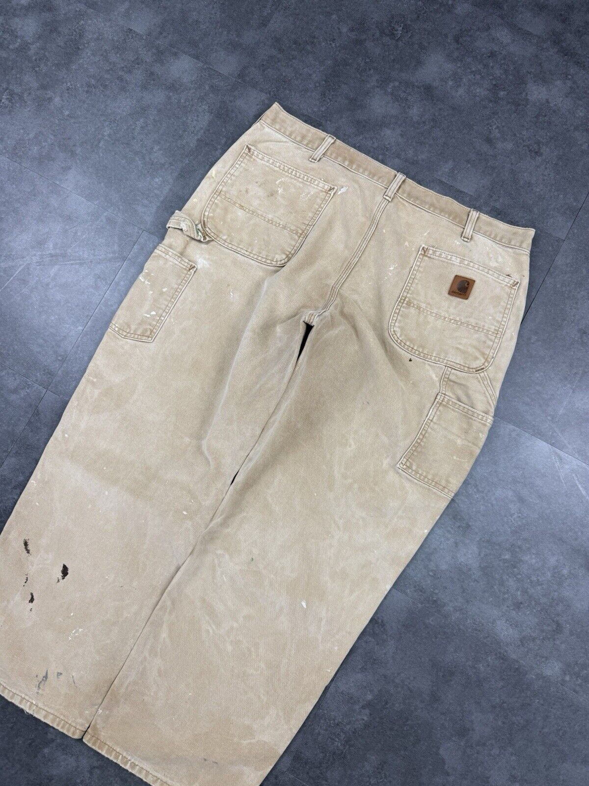 Vintage Carhartt Tan Brown Heavy Carpenter Baggy Trousers 38x30