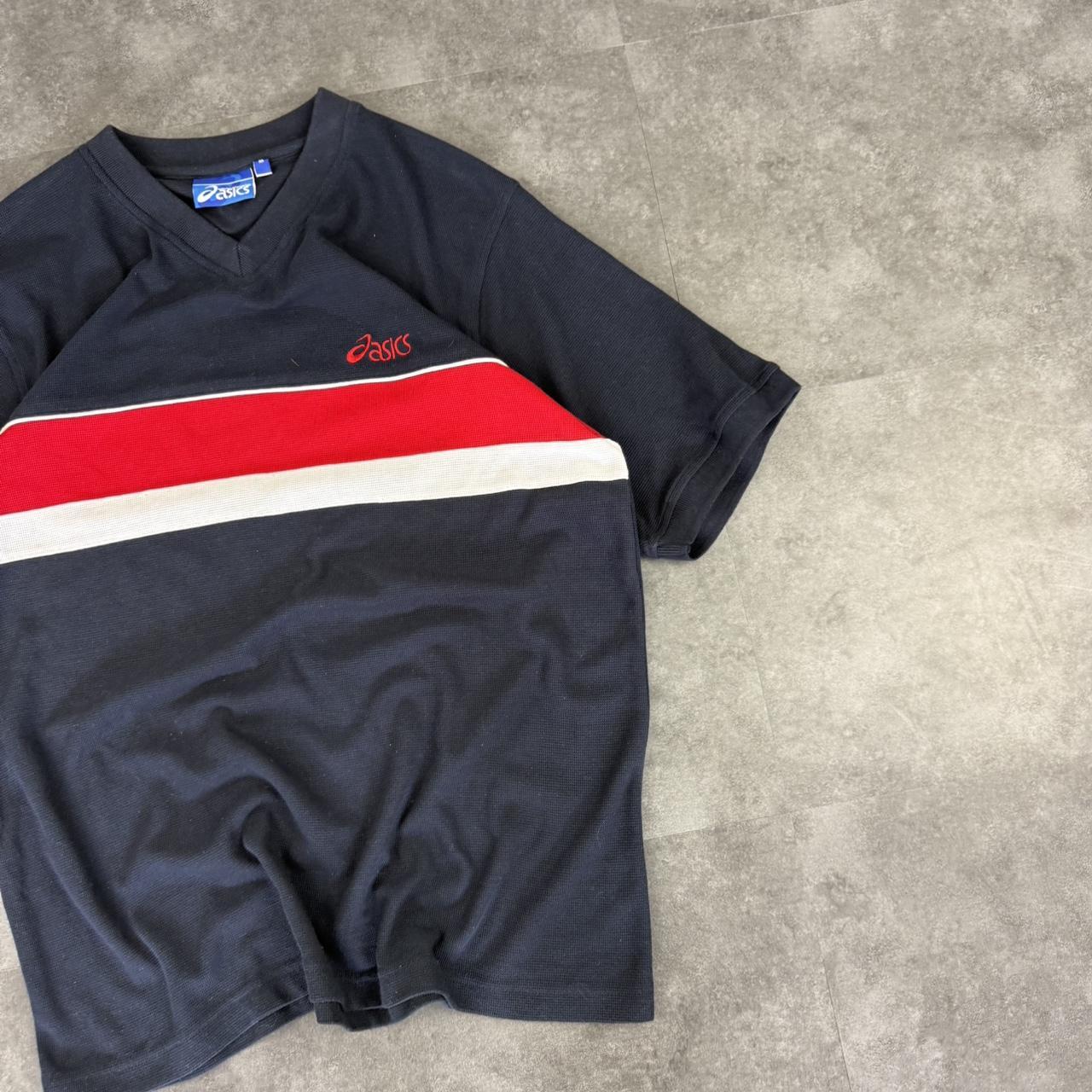 Asics 2000s vintage 90s Y2K V neck sportswear T-Shirt