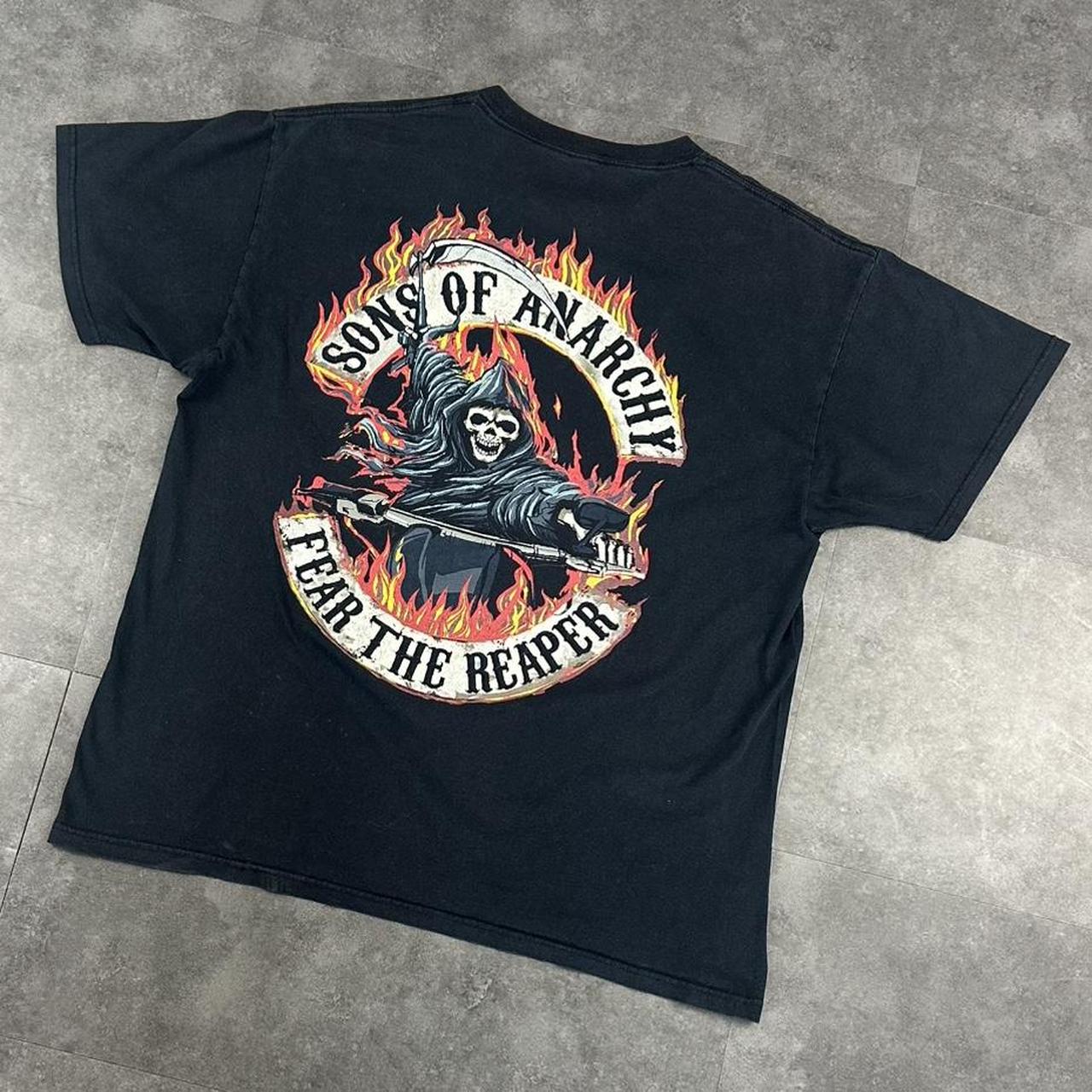 Sons of Anarchy T 2000s Print Fear the Reaper Logo design graphic T shirt