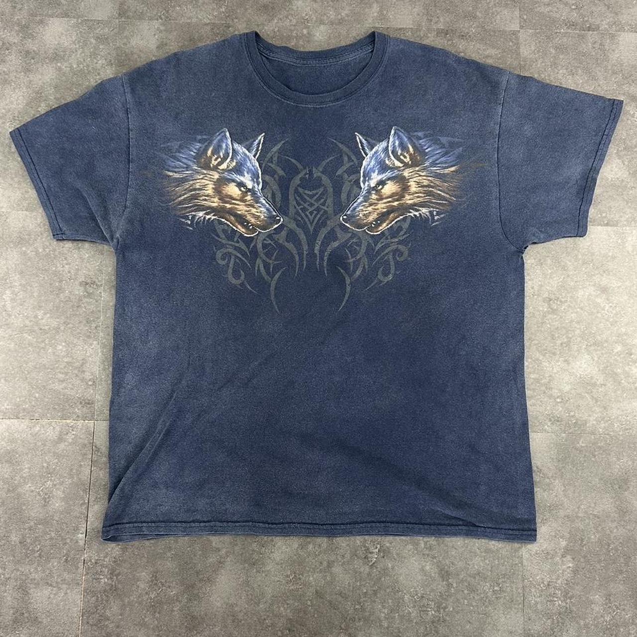 Wolf 2000s Tribal Wolf print graphic logo T shirt
