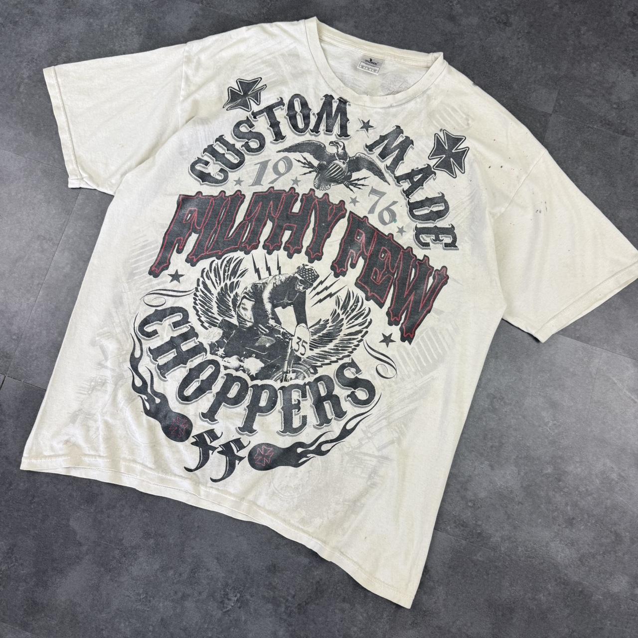Filth Few Choppers 2000s biker grunge logo Print Logo graphic T shirt