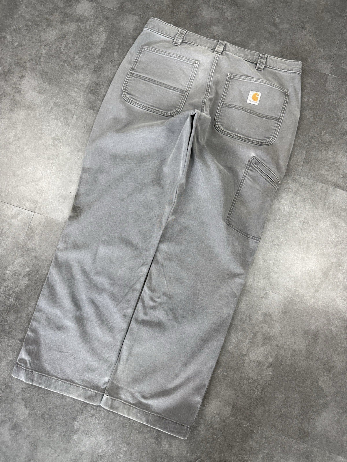 Vintage Carhartt Workwear Trousers Y2k 90s Cargo Pant Size 35w 30L Grey Mens