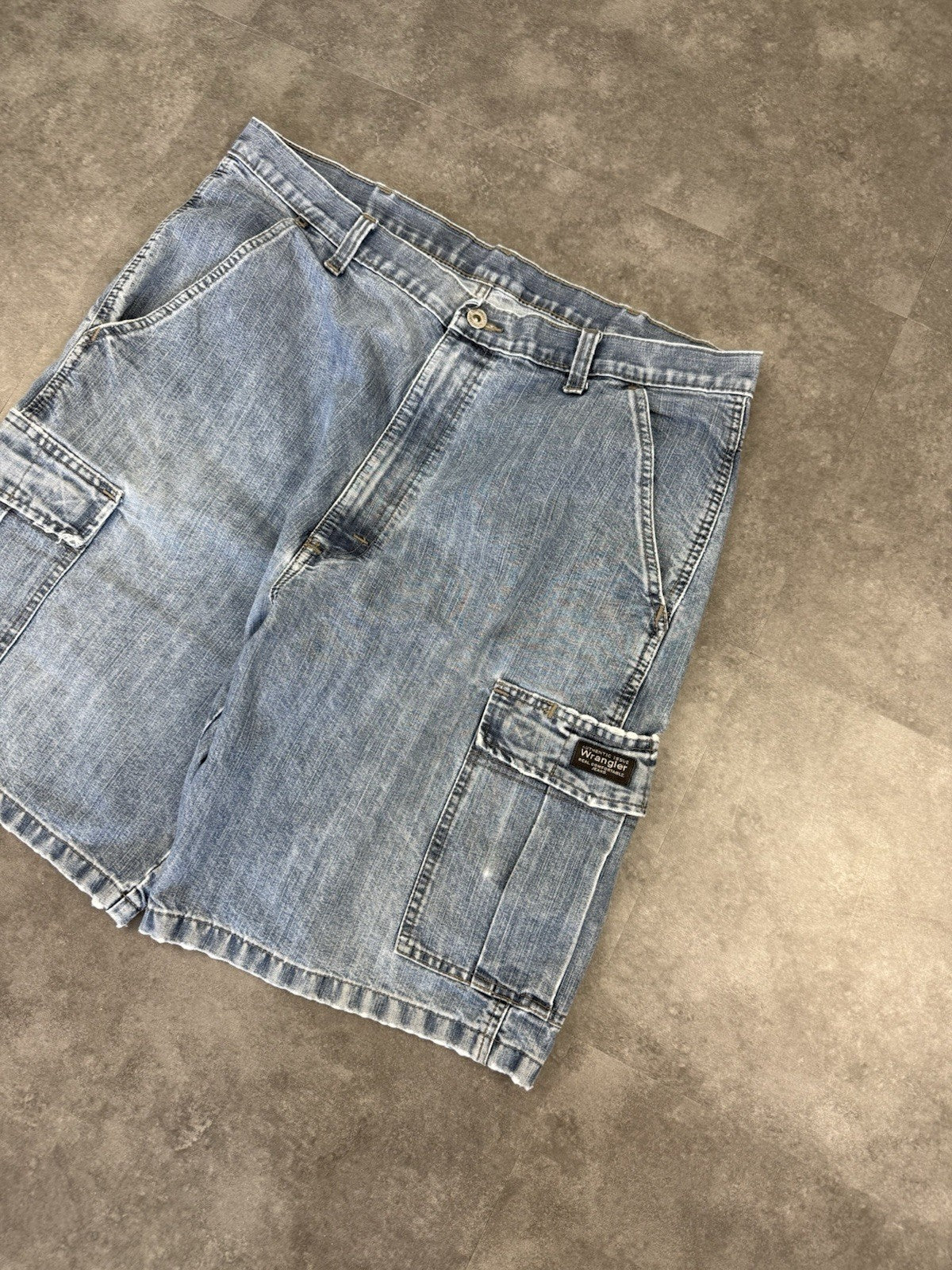 Wrangler Dungaree Vintage Baggy Carpenter 90s Y2K Denim Jorts Shorts Workwear 38