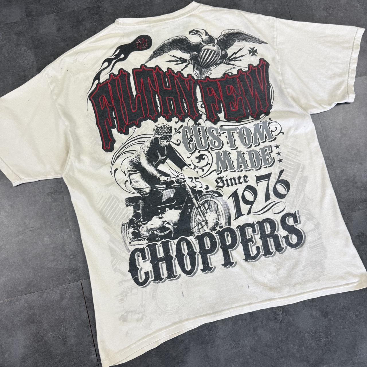 Filth Few Choppers 2000s biker grunge logo Print Logo graphic T shirt