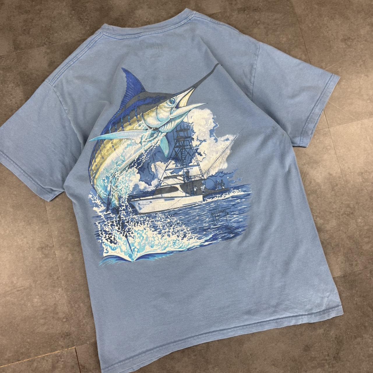 Guy Harvey 2000s surf marlin fishing Logo design graphic T shirt