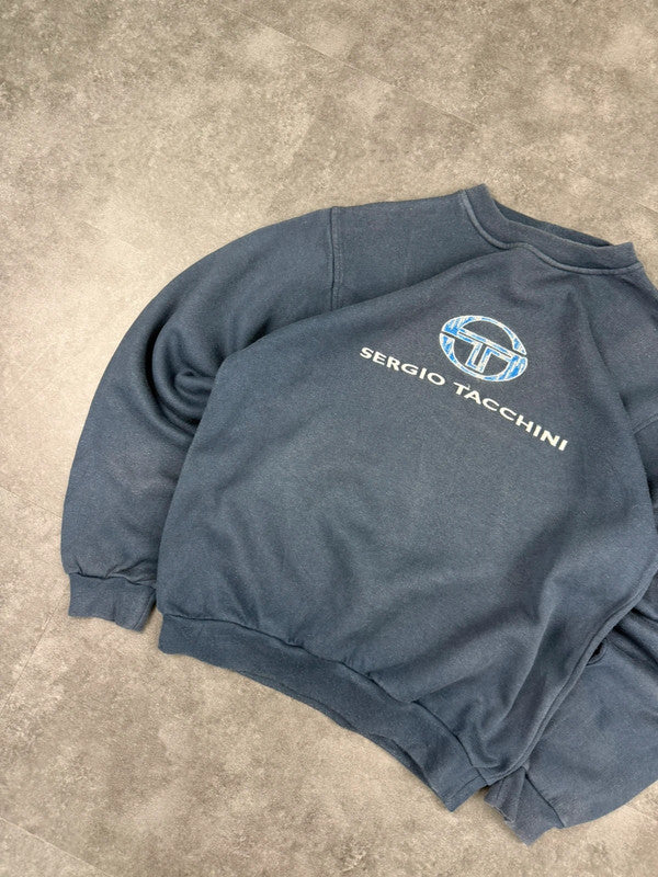 Sergio Tacchini Vintage 90s Spellout Sweatshirt Y2k Embroidered Logo