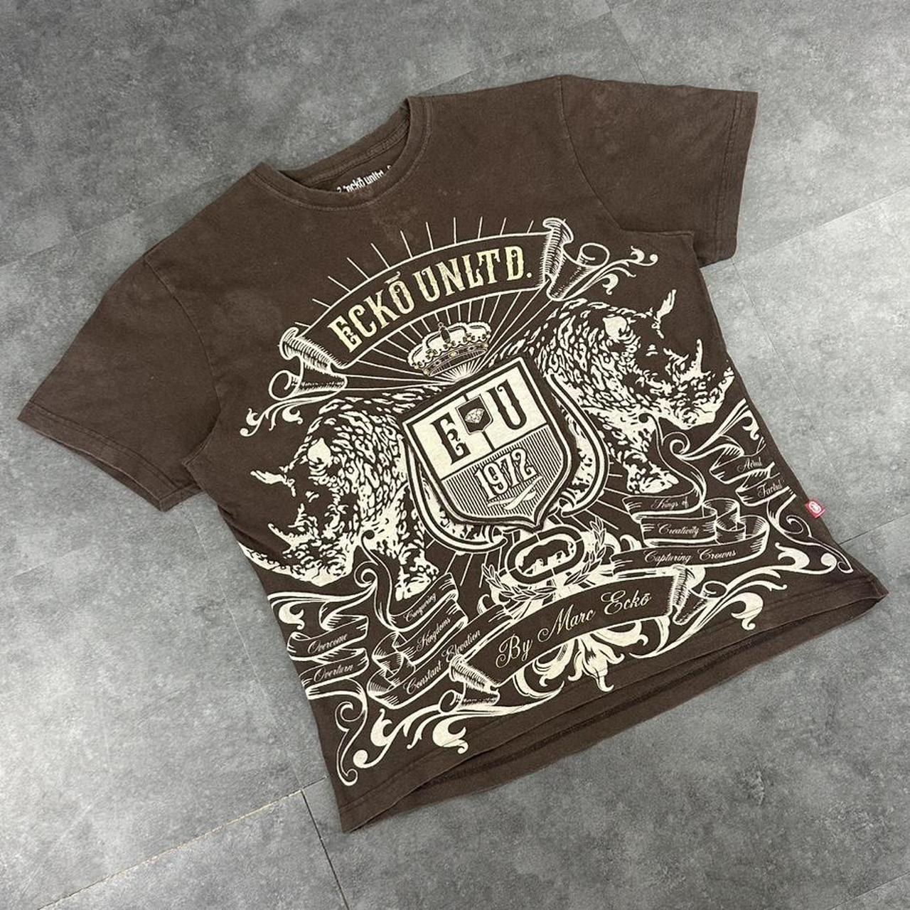 Ecko Unltd 90s Y2K Embroidered crest print graphic logo shirt