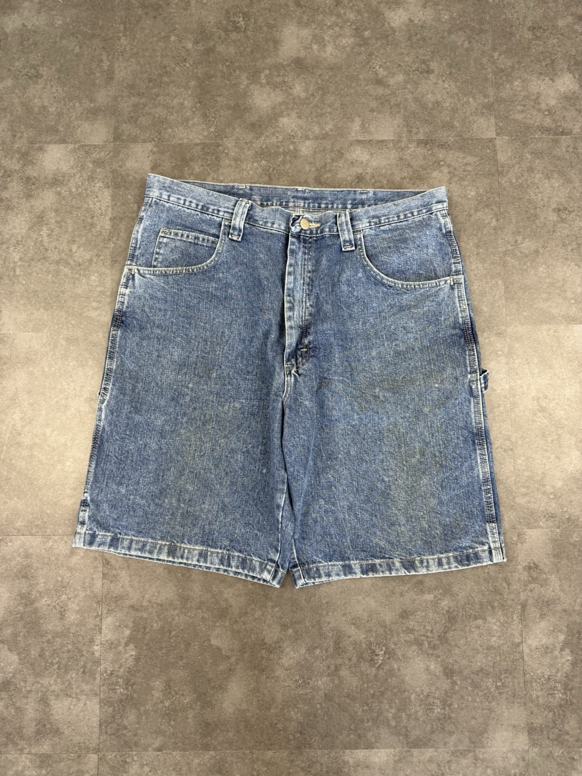 Wrangler Dungaree Vintage Baggy Carpenter 90s Y2K Denim Jorts Shorts Workwear 36