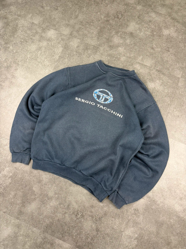 Sergio Tacchini Vintage 90s Spellout Sweatshirt Y2k Embroidered Logo