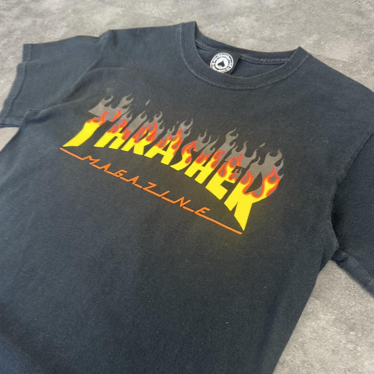 Thrasher T 2000s Print Flaming Logo design graphic T shirt