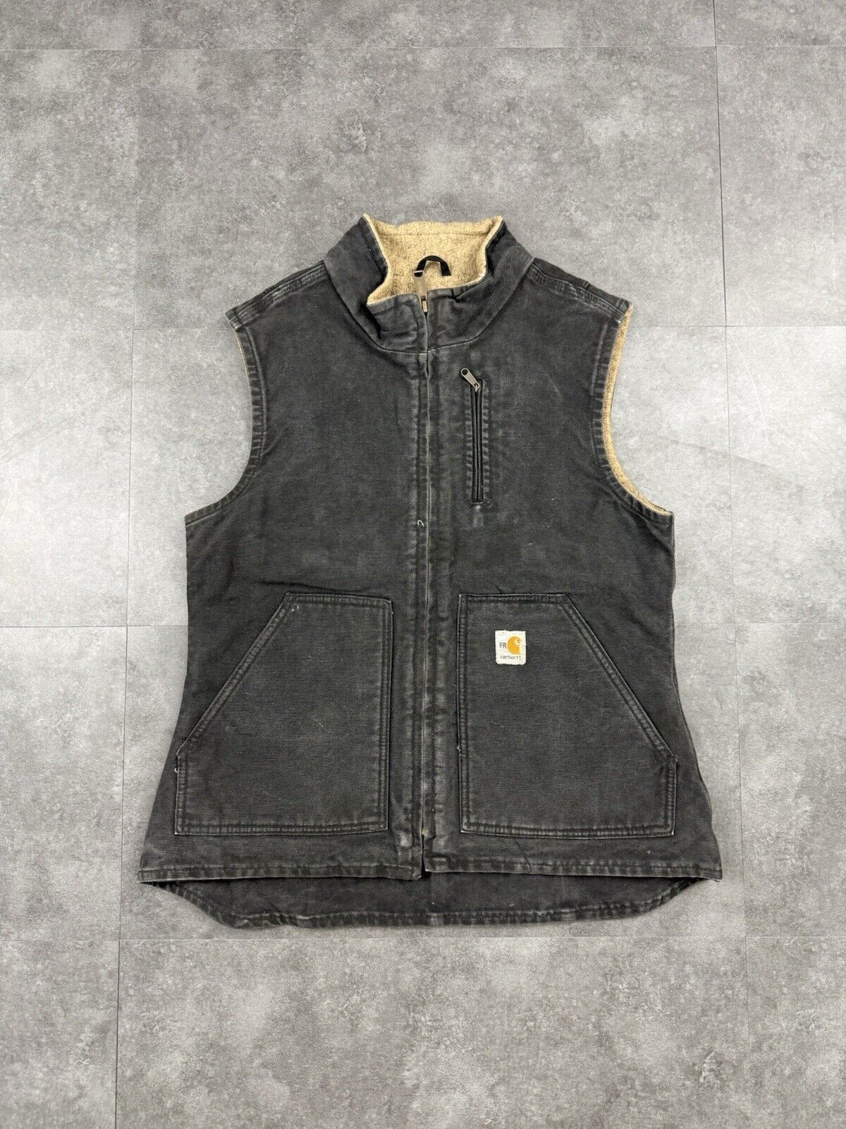 Carhartt Gilet Vest Black Fleece Sherpa Lined Chore Workwear Womens Jacket S