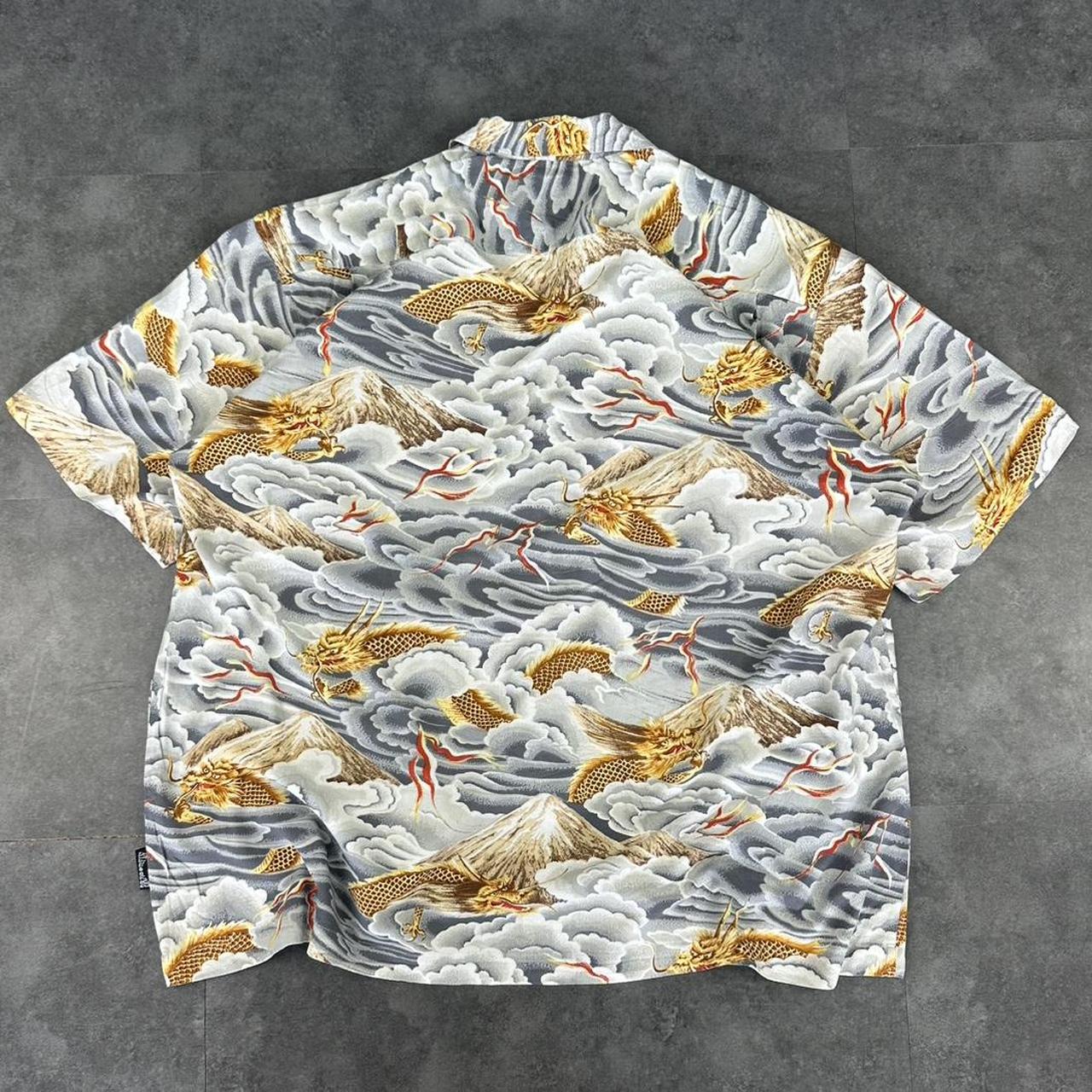Dragonfly 2000s vintage 90s Y2K lightweight Summer racing button down bowling Shirt
