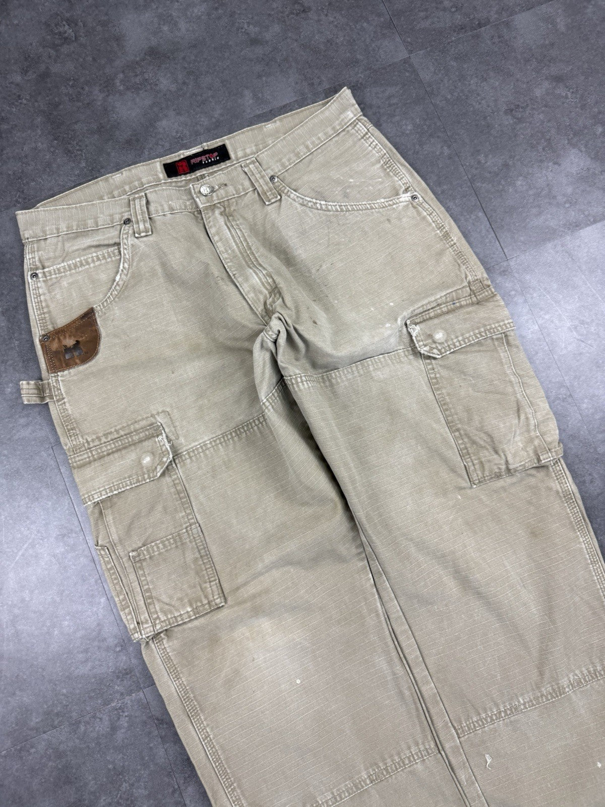 Wrangler RipStop Trousers Mens Y2K Denim USA Vintage Carpenter Straight 36W 30L