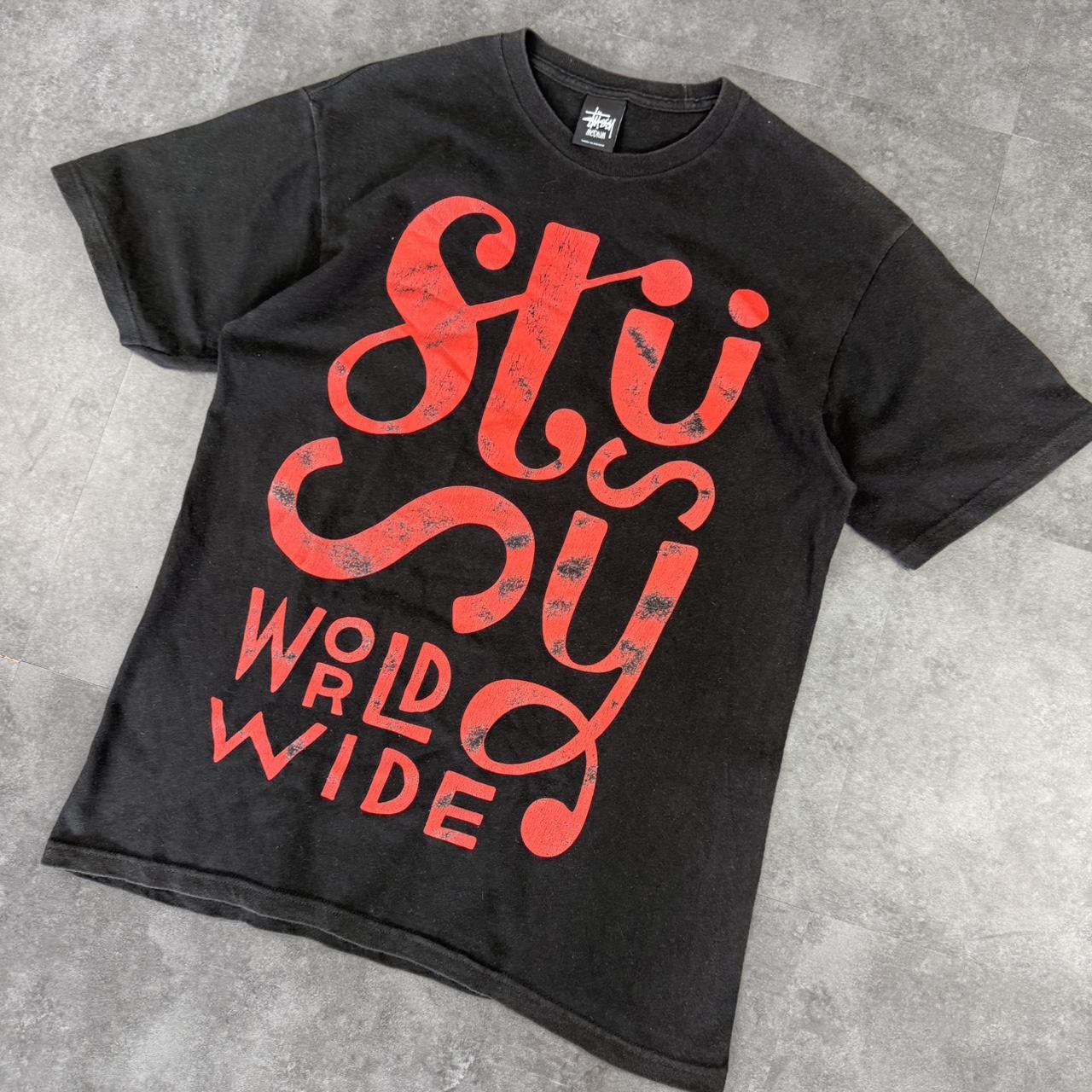 Stussy 2000s graphic print logo spellout T shirt