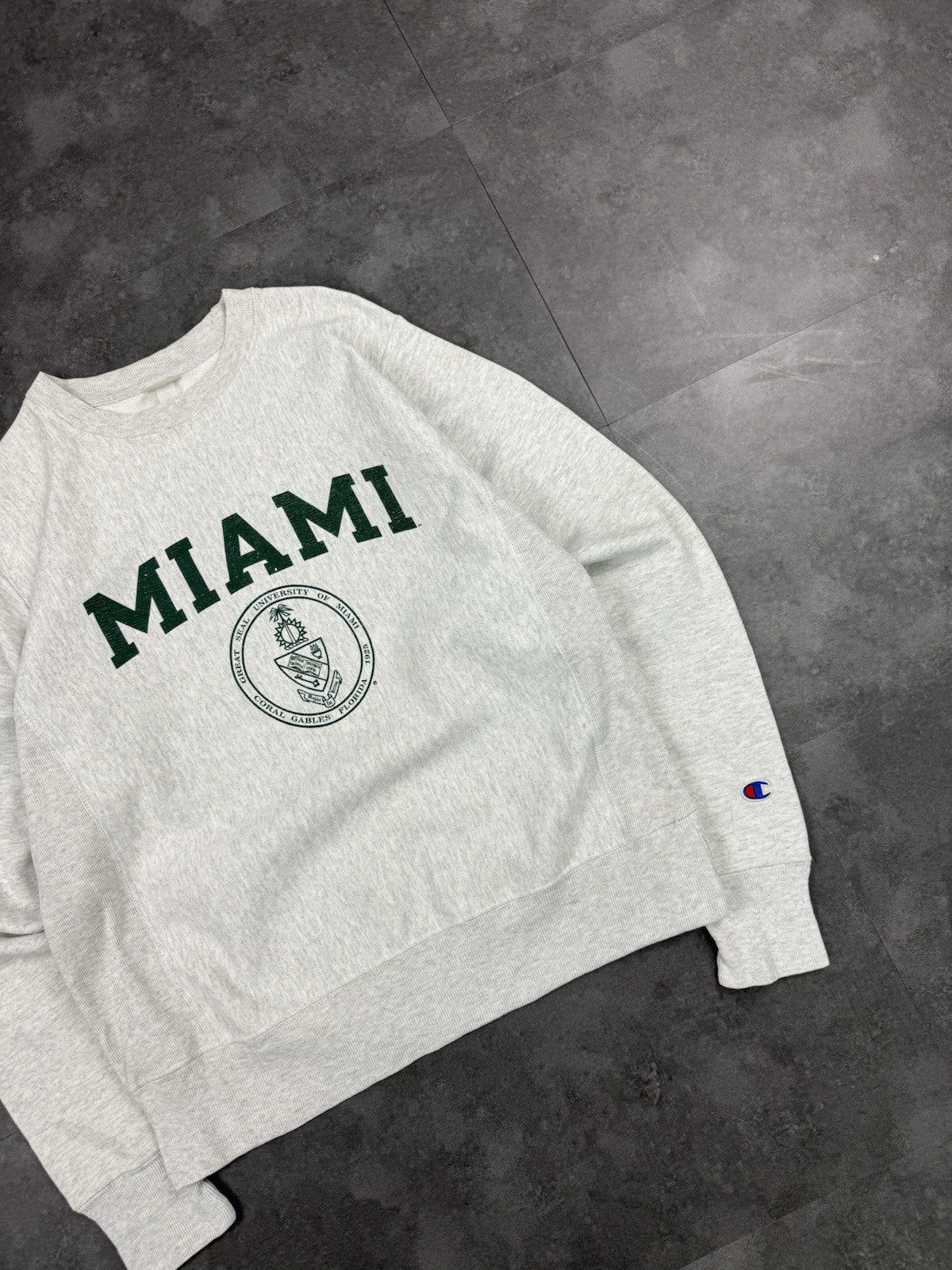 Vintage Champion College Sweatshirt L 90s USA Made The University of miami Women