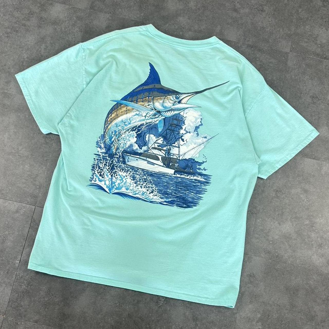 Guy Harvey T 2000s Print Logo Fishing swordfish design graphic T shirt