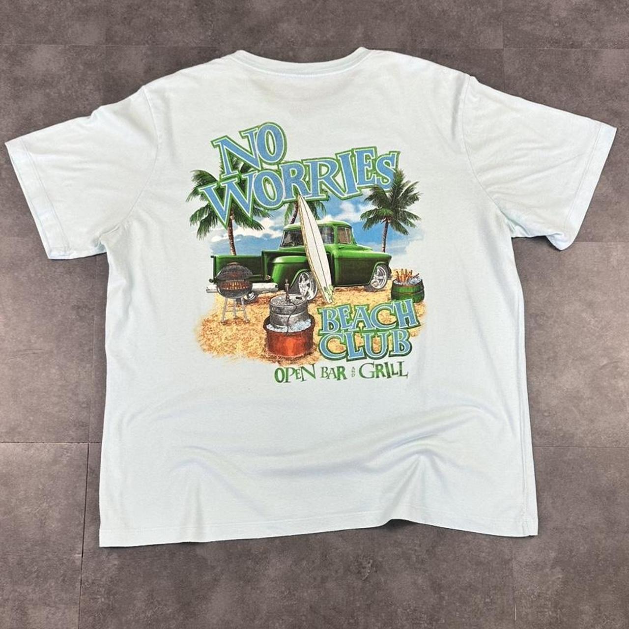No Worries T 2000s Print Pale blue Beach Club Logo graphic T shirt