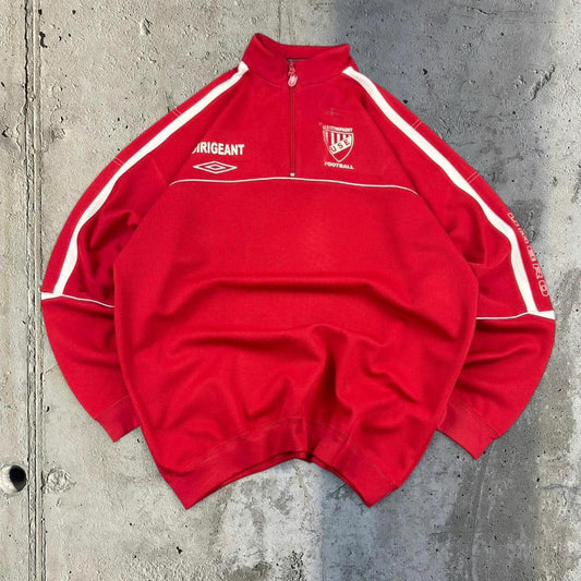 Vintage Umbro 2000s British sportwear big Logo classic embroidered 1/4 football sweatshirt