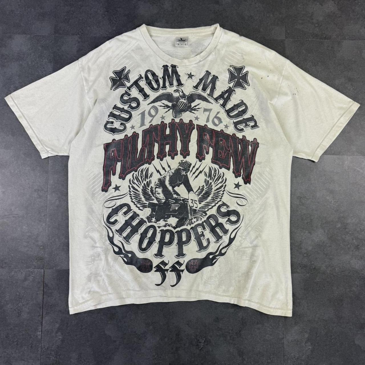 Filth Few Choppers 2000s biker grunge logo Print Logo graphic T shirt