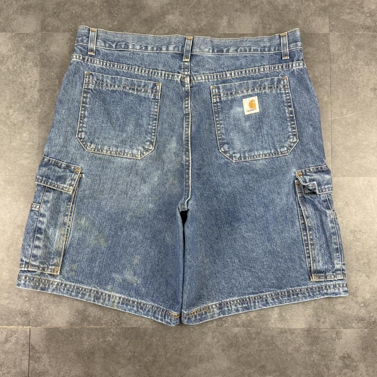 Carhartt 2000s dungaree workwear comfort fit denim shorts jorts