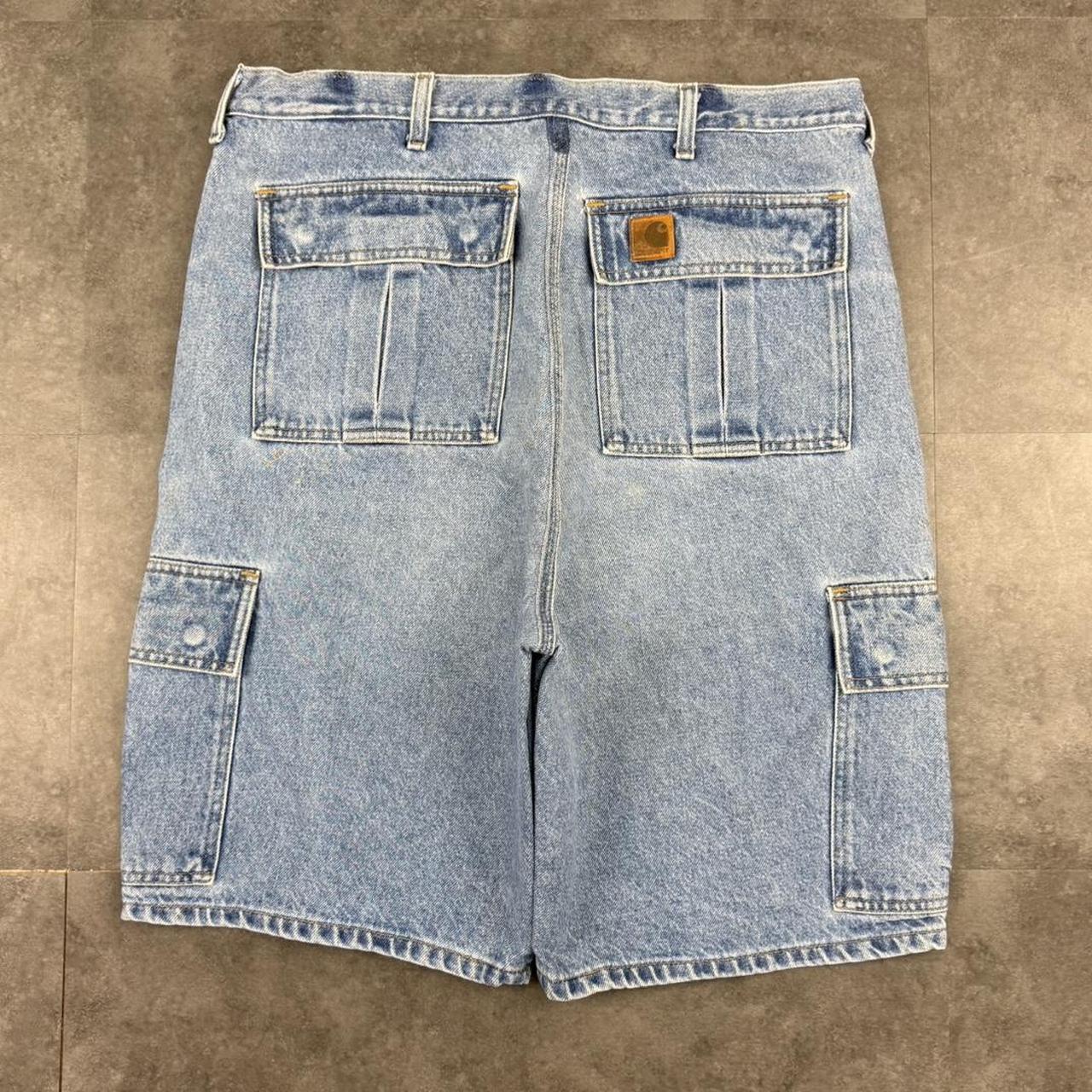 Carhartt 2000s dungaree workwear comfort fit denim shorts jorts