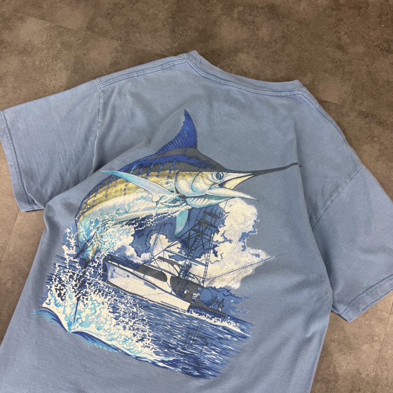 Guy Harvey 2000s surf marlin fishing Logo design graphic T shirt