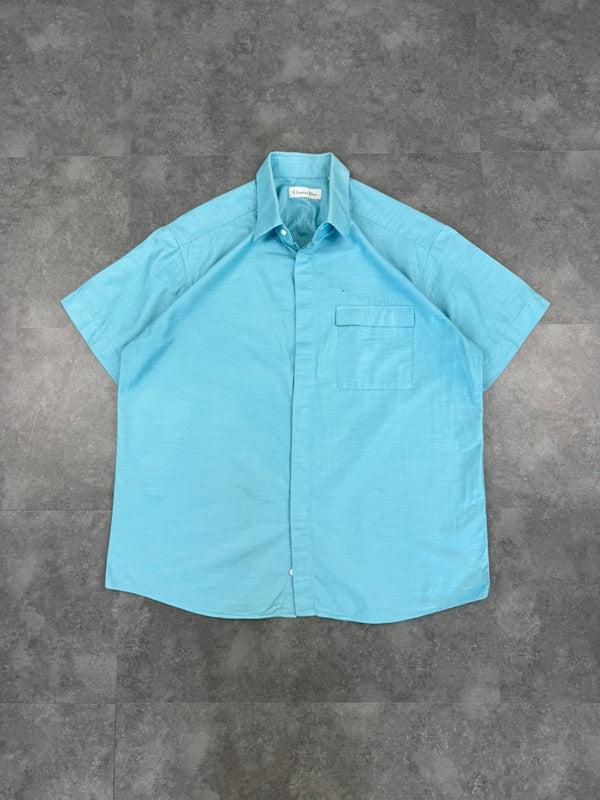 Christian Dior 90s Vintage Short Sleeve Shirt Light Blue